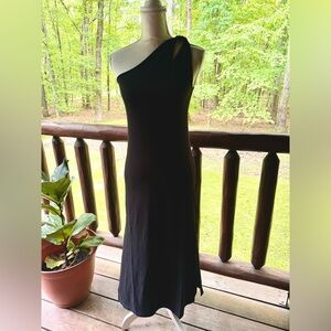 The Drop Mickey Midi One Shoulder Ribbed Black Dress NWT XS